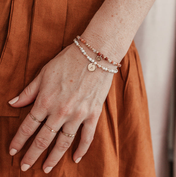 Hold Me Close • Adult Crystal Bracelet • Rose Quartz & Peach Aventurine