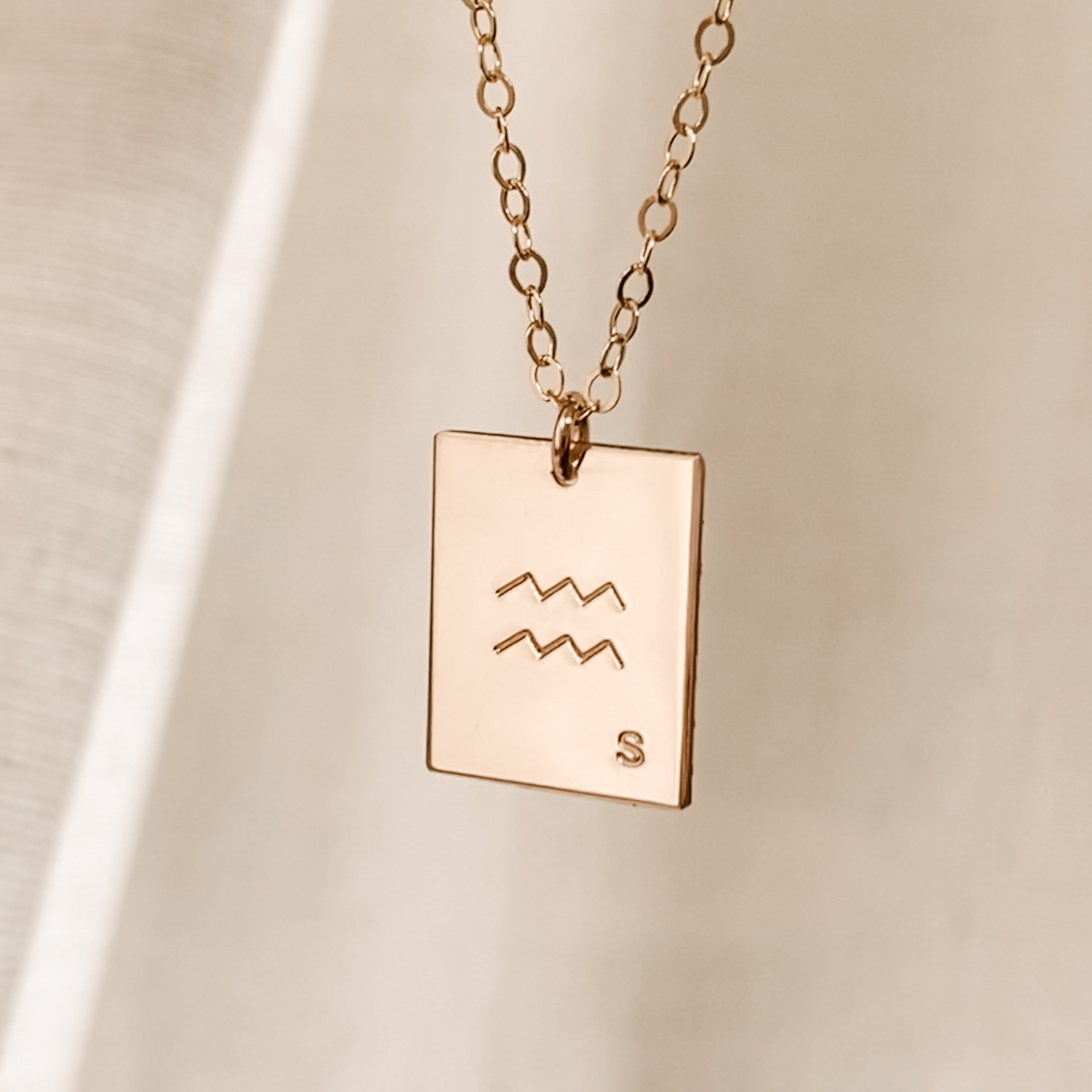 Personalised jewellery - KBN Jewellery - handmade jewellery – Personalised Jewellery gifts – Australian Made – zodiac sign necklace – rectangle pendant – birth flower necklace – initial necklace 