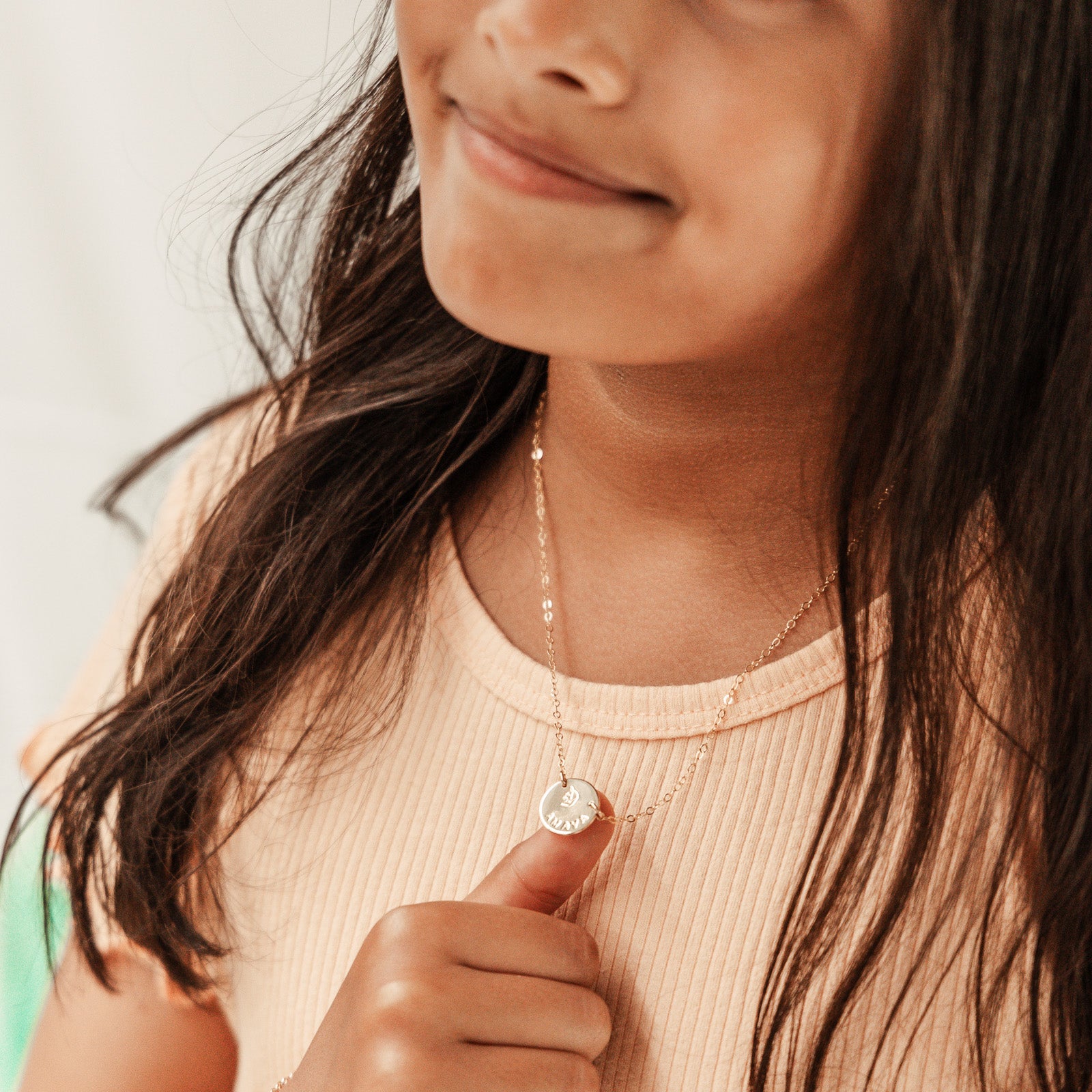 Personalised jewellery - KBN Jewellery - handmade jewellery – custom jewellery gifts – dainty necklace – medium pendant necklace – children name necklace – personalised kids name necklace – kids names on necklace – first necklace for children’s – symbol necklace 