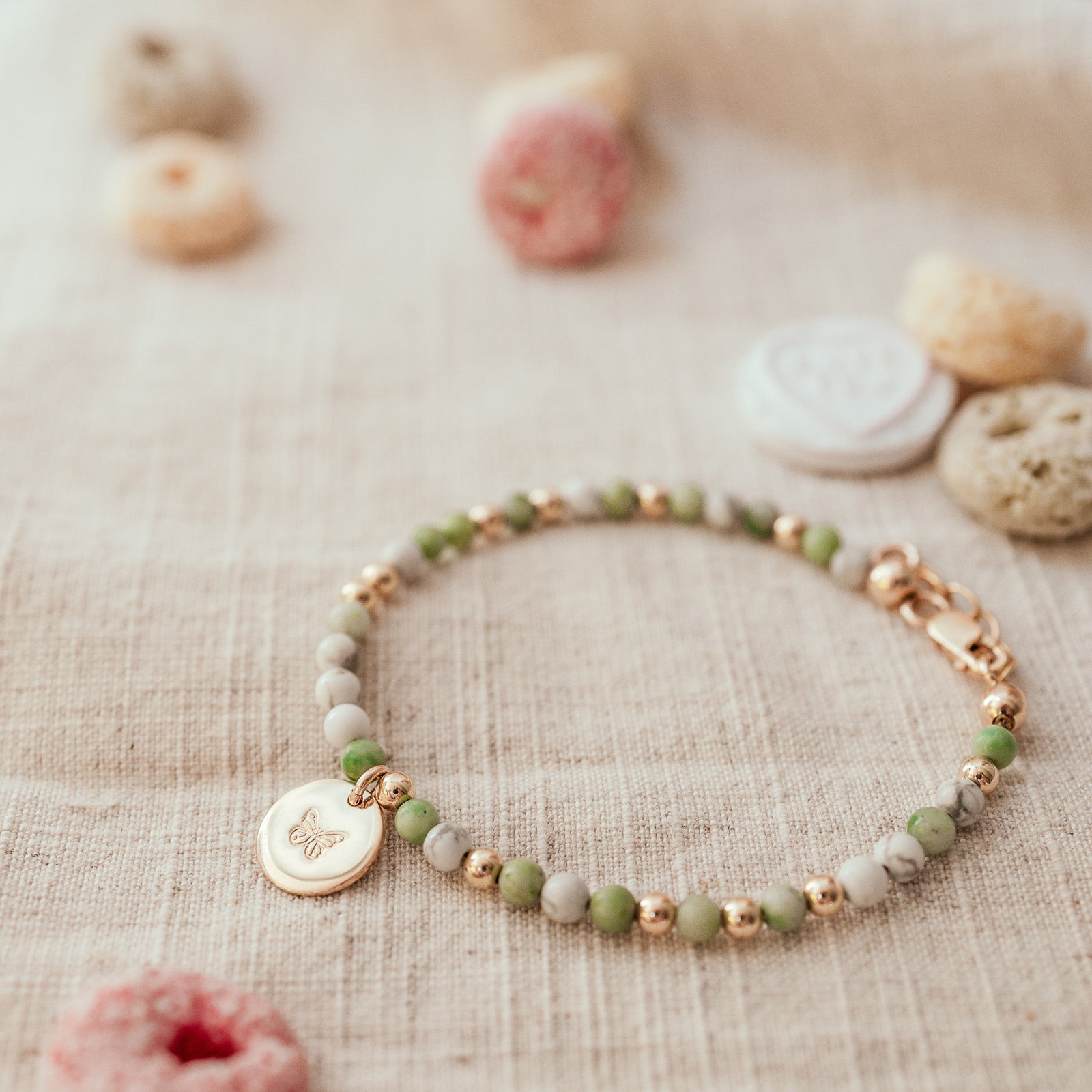 Personalised jewellery - KBN Jewellery - handmade jewellery – Personalised Jewellery gifts – Dainty jewellery – Australia made jewellery – beaded bracelet  – handmade bracelet - handmade crystal bracelet – lucky day crystal bracelet – green jade crystal bracelet – crystal bracelet with pendant 
