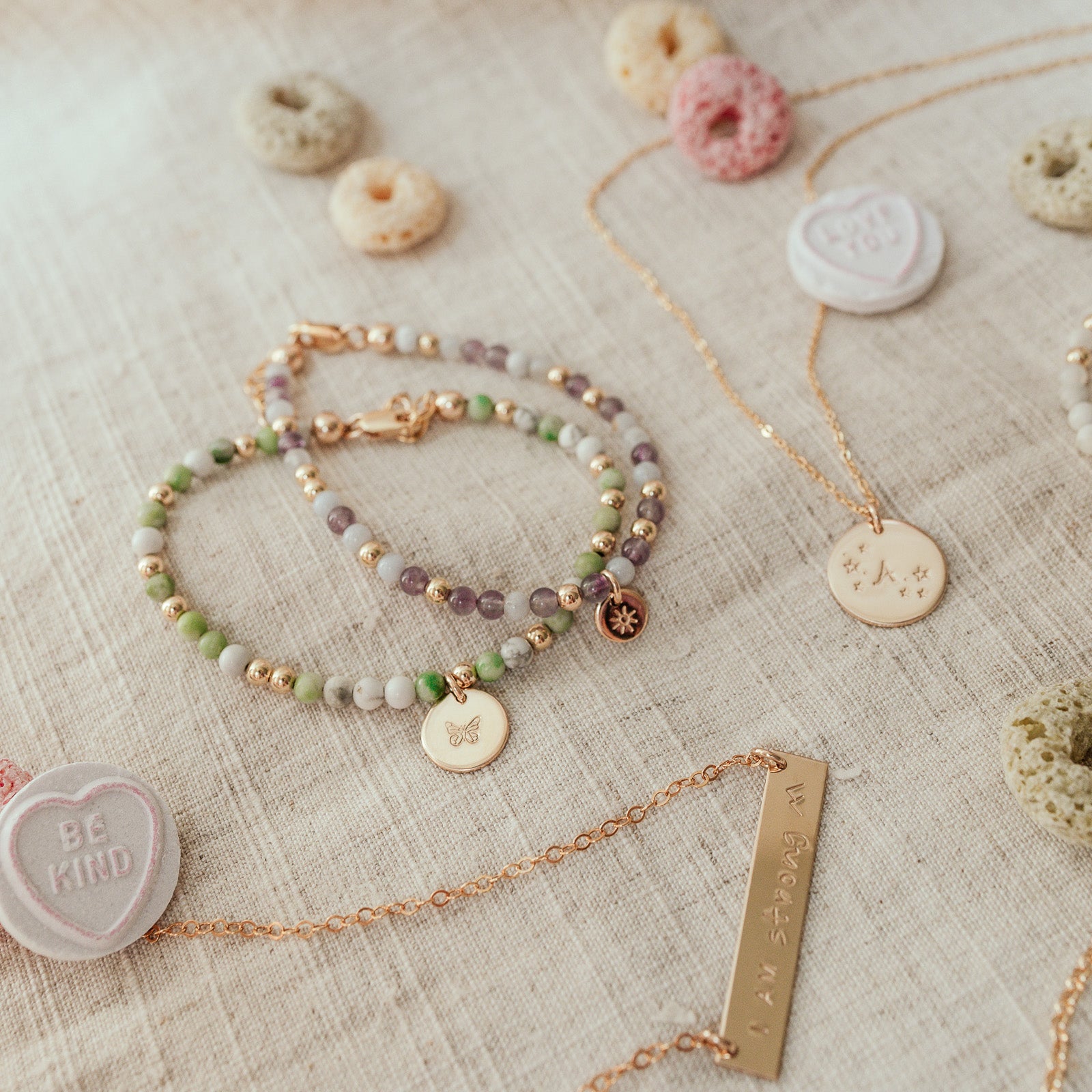 Personalised jewellery - KBN Jewellery - handmade jewellery – Personalised Jewellery gifts – Dainty jewellery – Australia made jewellery – beaded bracelet  – handmade bracelet - handmade crystal bracelet – lucky day crystal bracelet – green jade crystal bracelet – crystal bracelet with pendant 