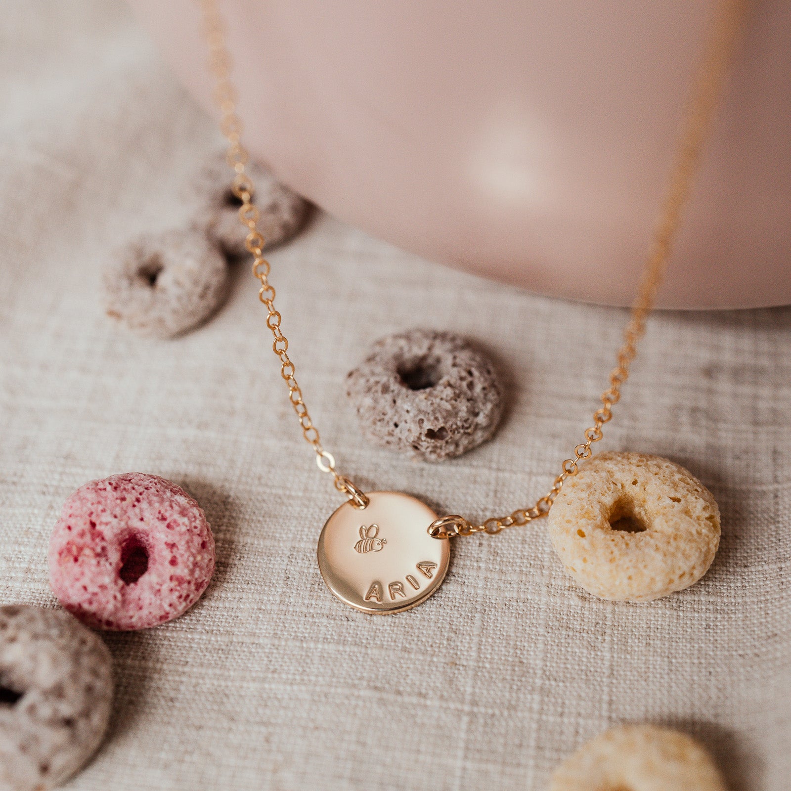 Personalised jewellery - KBN Jewellery - handmade jewellery – custom jewellery gifts – dainty necklace – medium pendant necklace – children name necklace – personalised kids name necklace – kids names on necklace – first necklace for children’s – symbol necklace 