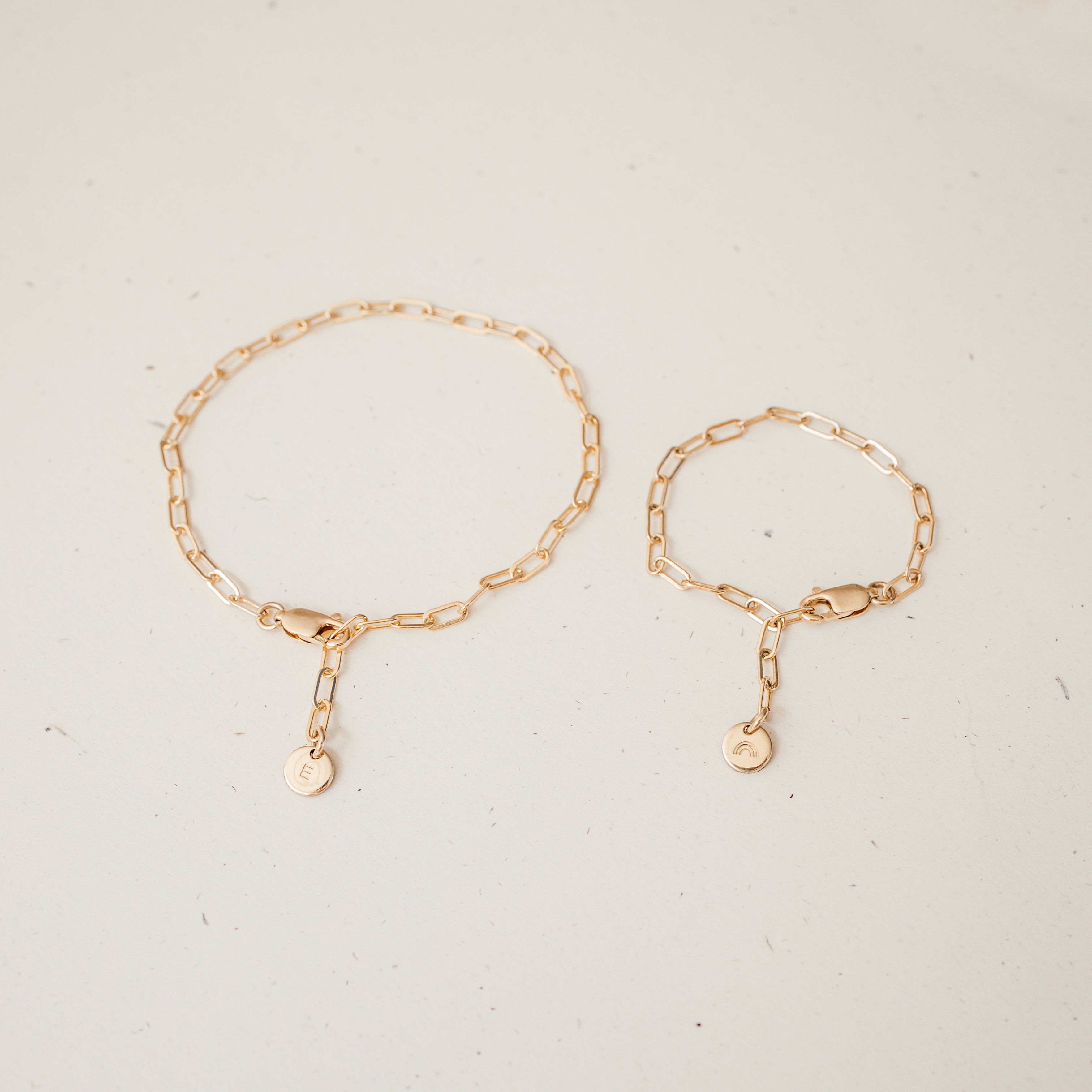 matching mum and me bracelet mini bracelet tiny pendant initial symbol rose goldfill sterling silver goldfill 