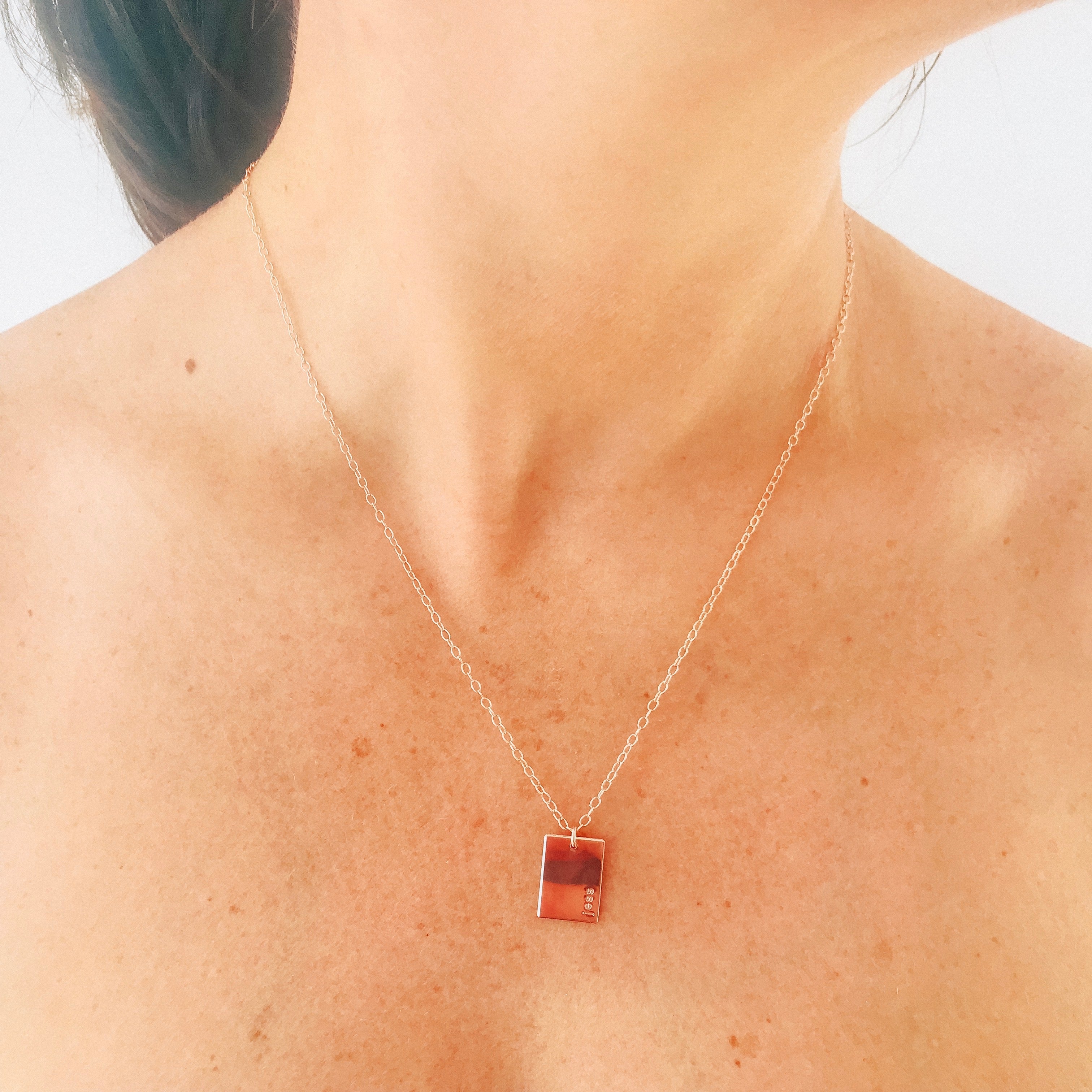 Personalised jewellery - KBN Jewellery - handmade jewellery – Personalised Jewellery gifts – Australian Made – zodiac sign necklace – rectangle pendant – birth flower necklace – initial necklace 