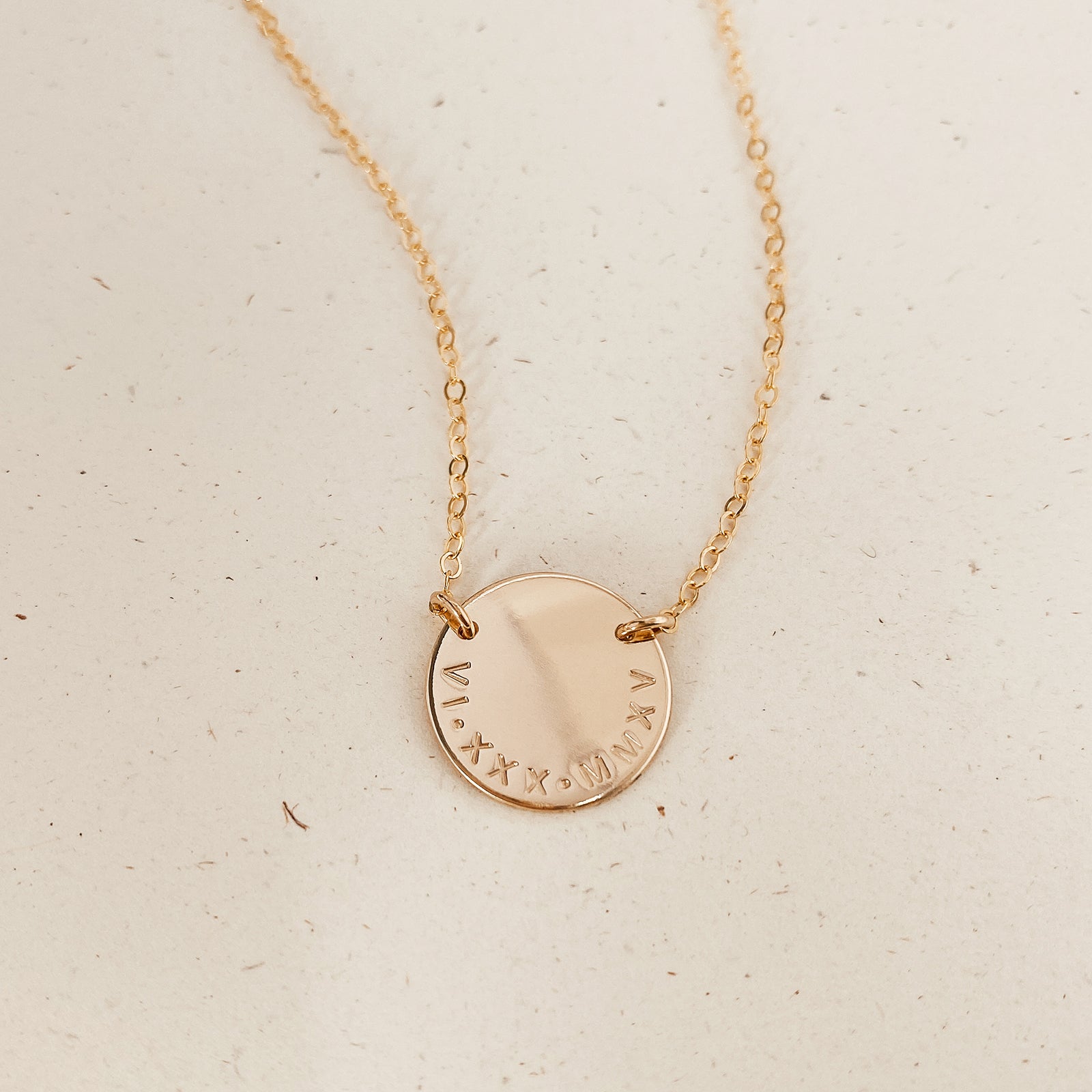 Personalised jewellery - KBN Jewellery - handmade jewellery – custom jewellery gifts – dainty necklace – Australian made – initial necklace – children’s initial necklace – roman numeral necklace – round pendant necklace – double holed necklace 