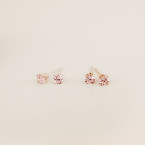 october birthstone studs pink tourmaline stone joy peace symbol sterling silver goldfill