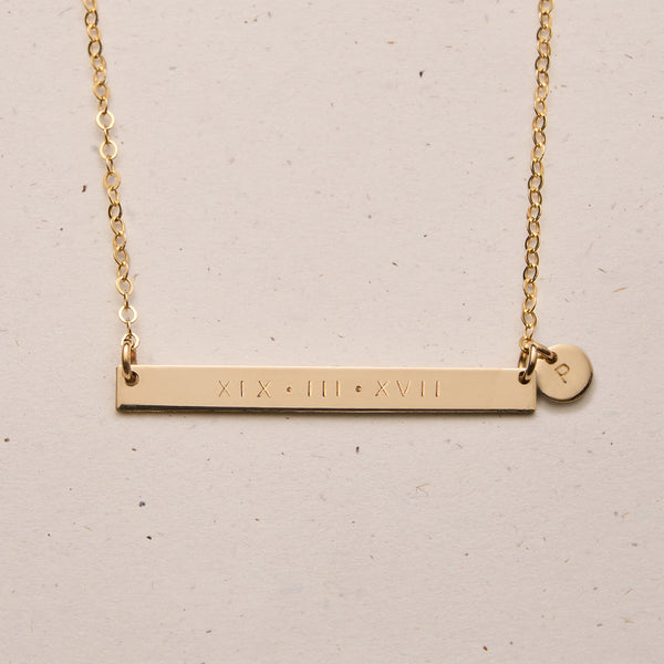 Sammy • Long Skinny Bar Necklace with Tiny Pendant