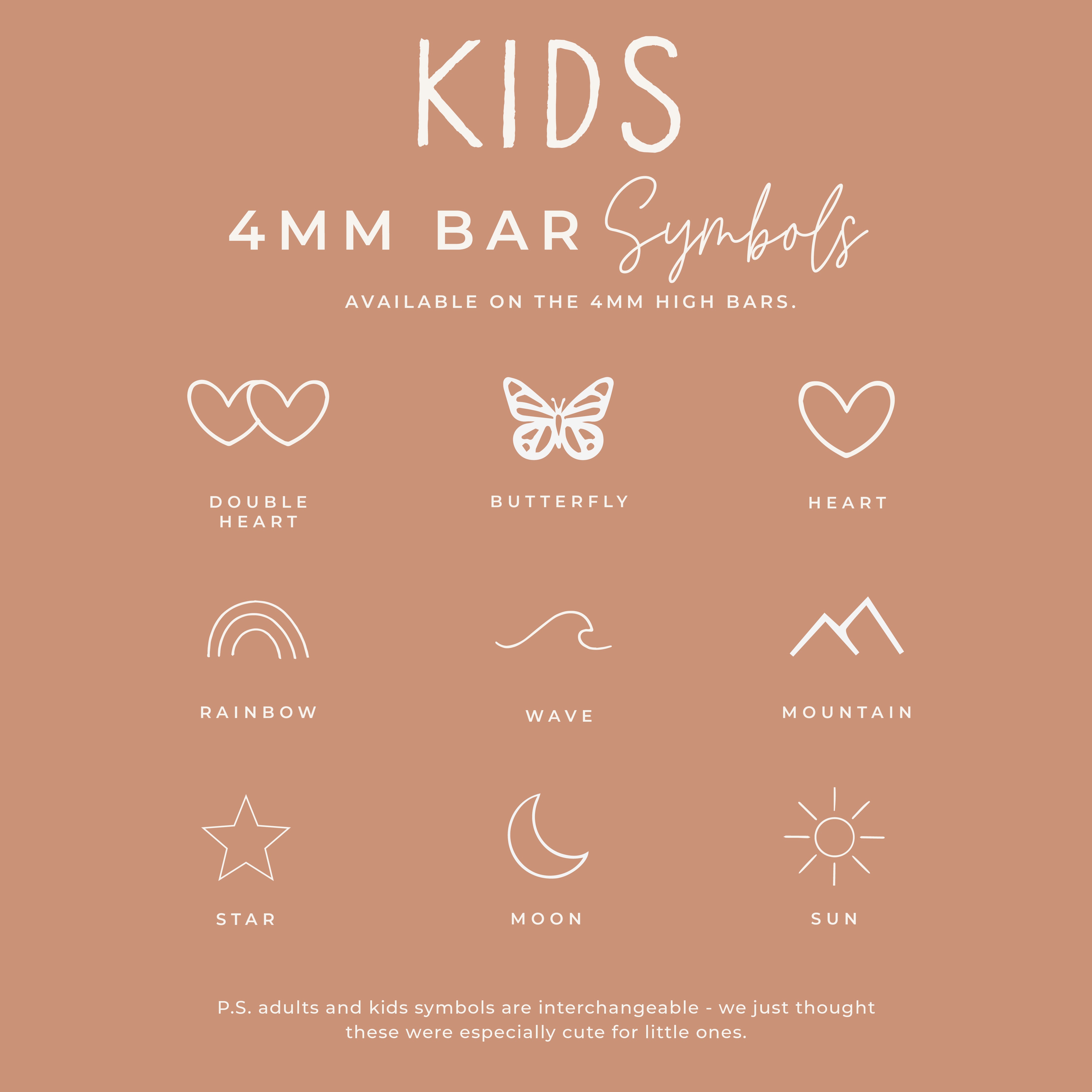 Personalised jewellery - KBN Jewellery - handmade jewellery – tiny symbols  – wing symbol – heart symbol – sun symbol – rainbow symbol – star symbol  – butterfly symbol – wave symbol