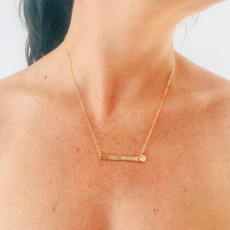 Sammy • Long Skinny Bar Necklace with Tiny Pendant