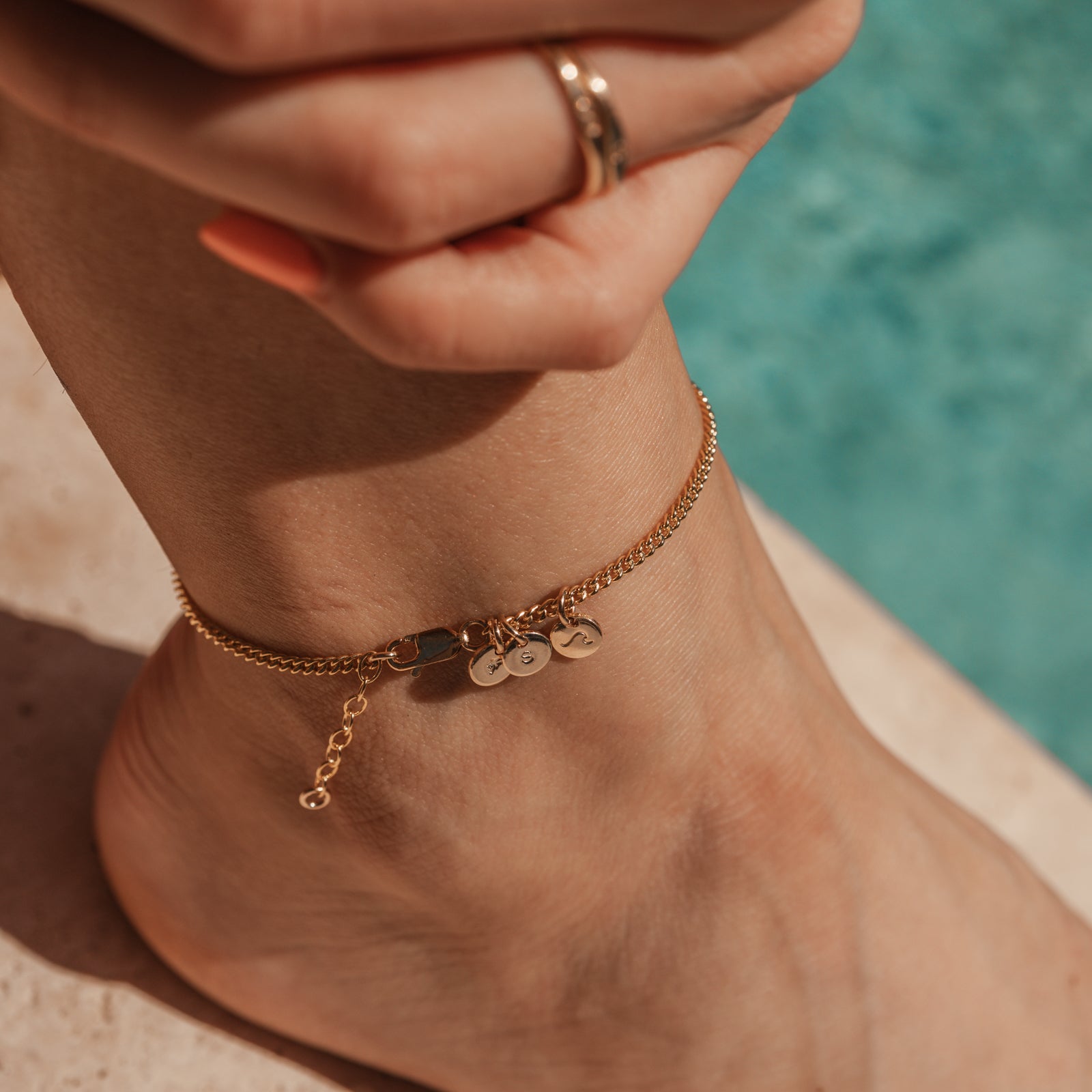 Personalised jewellery - KBN Jewellery - handmade jewellery – custom jewellery gifts –  dainty anklet – stacking anklet – layering anklet – simple chain – affordable jewellery – Australian made jewellery – small pendant anklet 