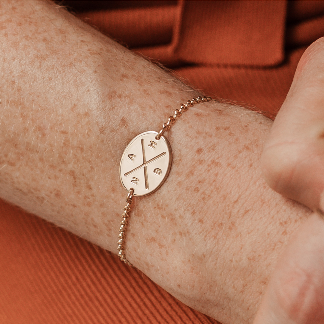 Personalised jewellery - KBN Jewellery - handmade jewellery - cross my heart - dainty jewellery - initial bracelet - symbol bracelet  – custom initial bracelet – children initials - Cross my heart bracelet 