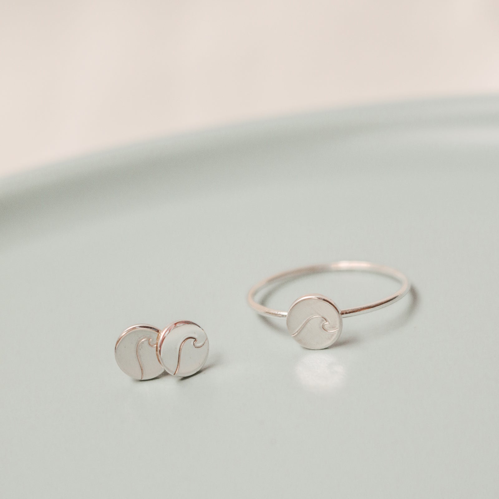 Personalised jewellery - KBN Jewellery - handmade jewellery – Personalised Jewellery gifts – personalised earrings – symbol earrings – simple studs – kid friendly earrings – personalised stud earrings - wave symbol jewellery - wave ring - wave earrings - beach earrings - beach jewellery 