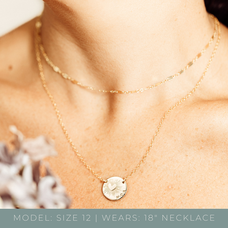 love heart sunshine stamp necklace curved text initials name goldfill sterling silver rose goldfill large fixed pendant