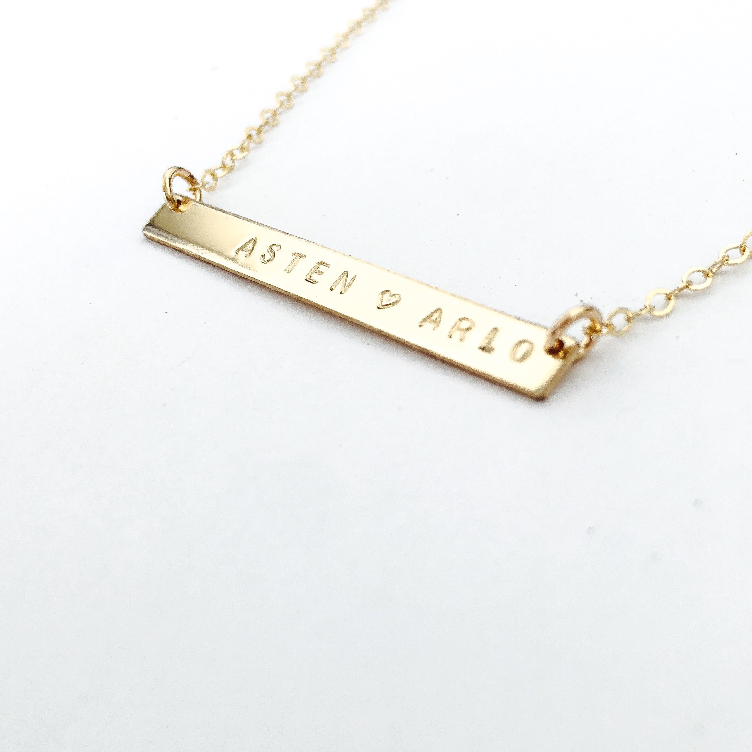 Personalised jewellery - KBN Jewellery - handmade jewellery – Personalised Jewellery gifts – Dainty jewellery- bar necklace – dainty bar necklace – personalised date necklace – roman numerals necklace – name bar necklace – words of affirmation necklace – long bar necklace – layering necklace – layering necklace inspiration – wedding gift idea – wedding gift idea for bride  - long pendant necklace – small bar necklace 