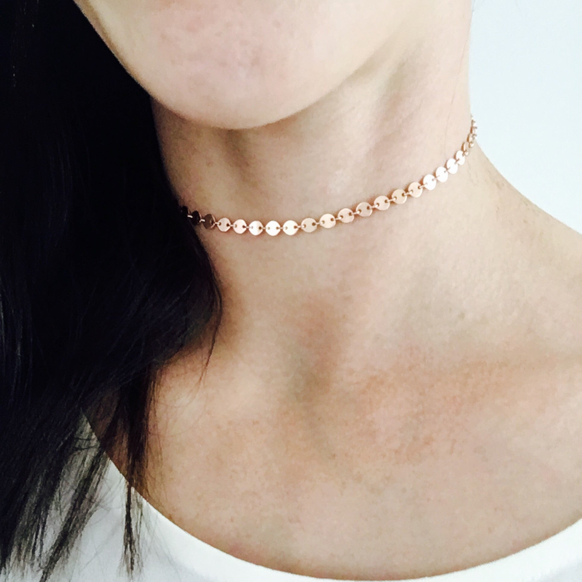 Woman wearing arabella choker personalised jewellery australia