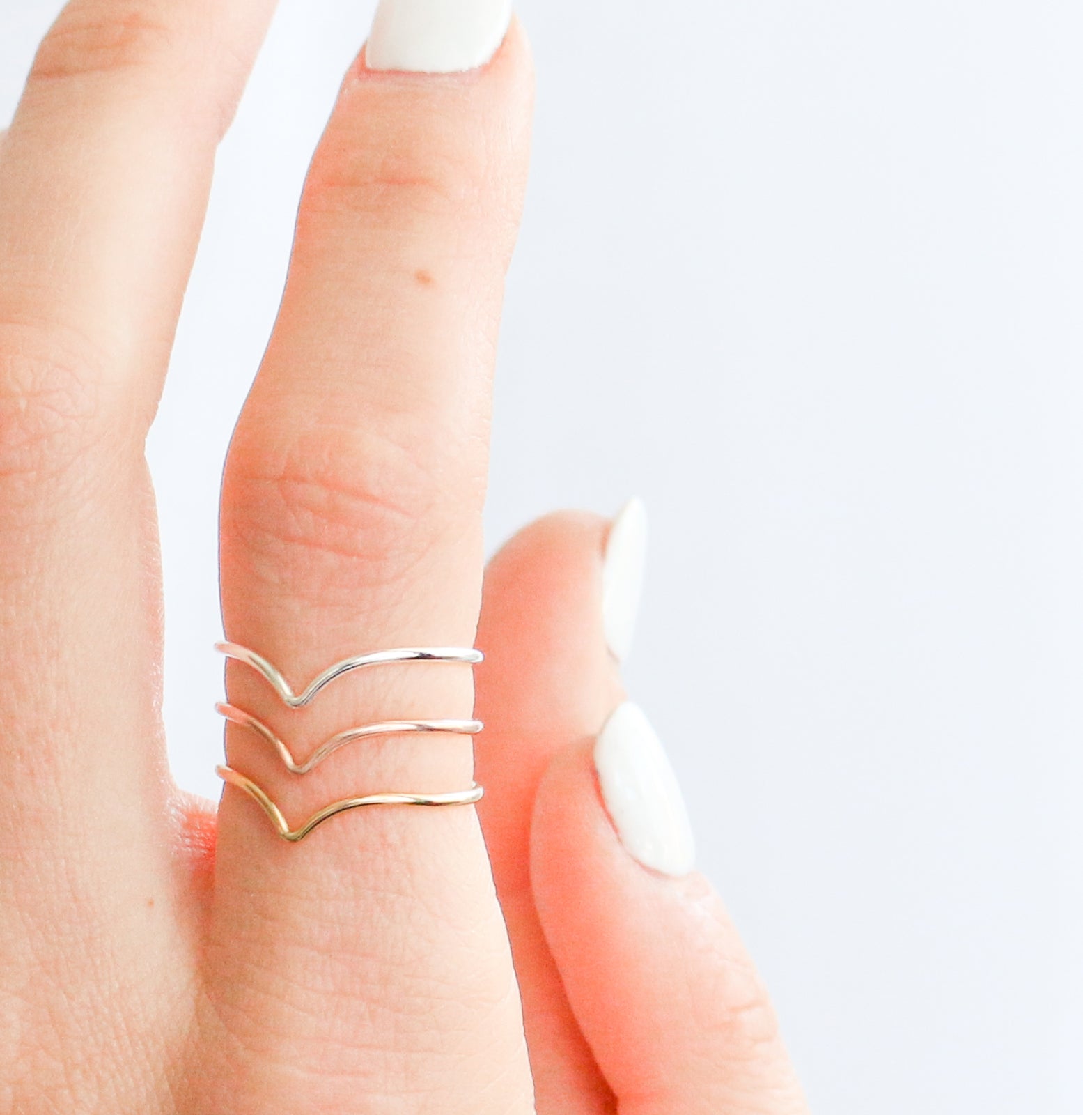 Personalised jewellery – handmade jewellery – KBN jewellery – dainty ring – affordable ring – stacking ring – twist ring – handmade jewellery – Australian made – round edged ring – staple ring – everyday ring – v ring – unique shaped ring 